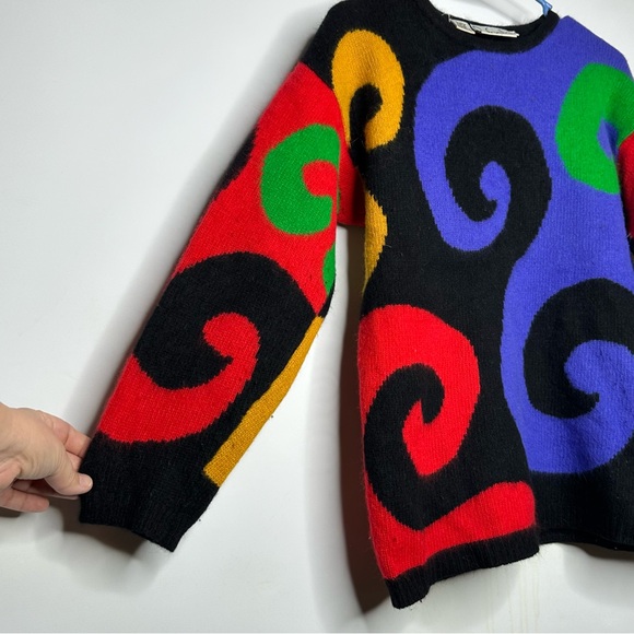 Rafaella Funky Wool Sweater, Abstract Design, Bright, Art to Wear, Size Small - Picture 6 of 6